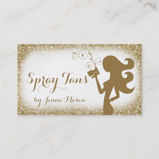 311  Glam White Spray Tan Girl Glitter Visitekaartje (Voorkant)