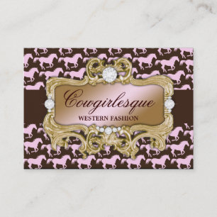 311 Glamoureus Cowgirl Pinkhorse print Visitekaartje
