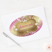 311 Glamoureus Golden Pink Damask Ovale Sticker (Envelop)