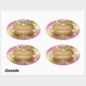 311 Glamoureus Golden Pink Damask Ovale Sticker (Vel)