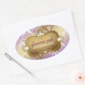 311 Glamoureus Lila Damask Ovale Sticker (Envelop)