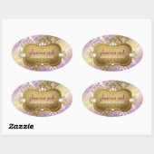 311 Glamoureus Lila Damask Ovale Sticker (Vel)