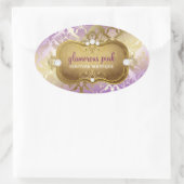 311 Glamoureus Lila Damask Ovale Sticker (Tas)