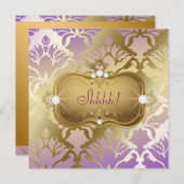 311 Glamoureuze Lila Damasverrassing Kaart (Voorkant / Achterkant)