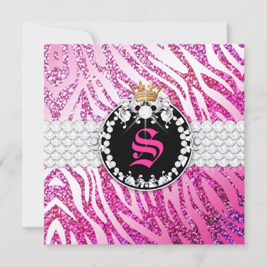 311 Glitter Queen Zebra Metallic (elke leeftijd) Kaart (Voorkant)