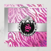 311 Glitter Queen Zebra roze & Paars (elke leeftij Kaart (Voorkant / Achterkant)