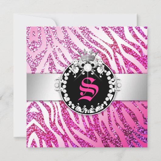 311 Glitter Queen Zebra roze & Paars (elke leeftij Kaart (Voorkant)
