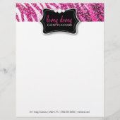 311 Glitter Zebra Roze Briefhoofd Ontwerp (Voorkant)
