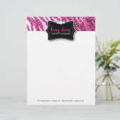 311 Glitter Zebra Roze Briefhoofd Ontwerp (Staand voorkant)