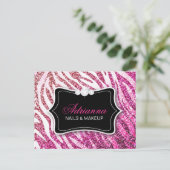 311 Glitter Zebra Roze Briefkaart (Staand voorkant)