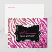 311 Glitter Zebra Roze Briefkaart (Voorkant / Achterkant)