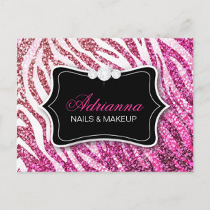311 Glitter Zebra Roze Briefkaart