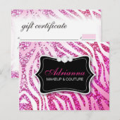 311 Glitter Zebra Roze Cadeaubon Briefkaart (Voorkant / Achterkant)