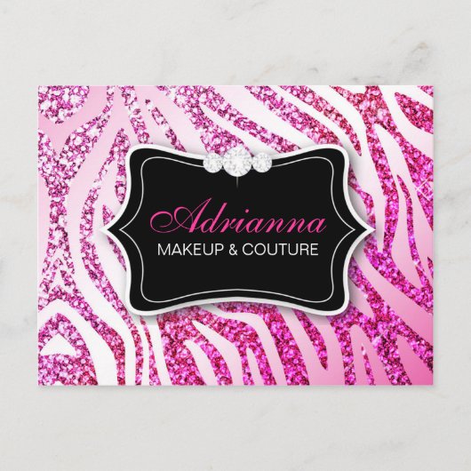 311 Glitter Zebra Roze Cadeaubon Briefkaart (Voorkant)
