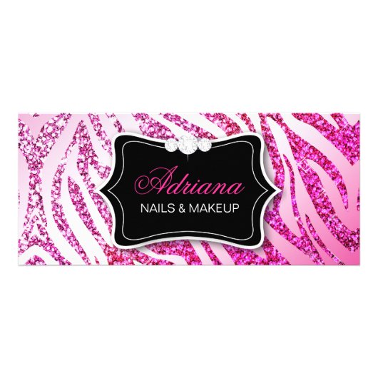 311 Glitter Zebra Roze Reclamekaart (Voorkant)