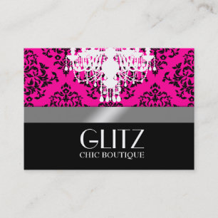 311 Glitz Boutique Black Damask Hot Pink Visitekaartje