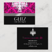 311 Glitz Boutique Black Damask Hot Pink Visitekaartje (Voorkant / Achterkant)