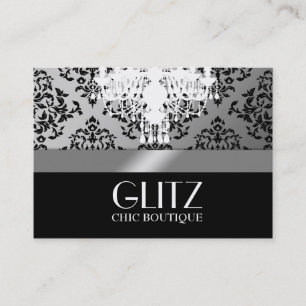 311 Glitz Boutique Black Damask Silver Visitekaartje