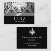 311 Glitz Boutique Black Damask Silver Visitekaartje (Voorkant / Achterkant)