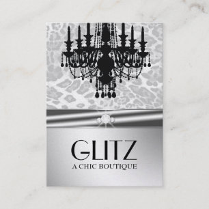 311 Glitz Boutique Leopard Diamond Faux Silver Visitekaartje