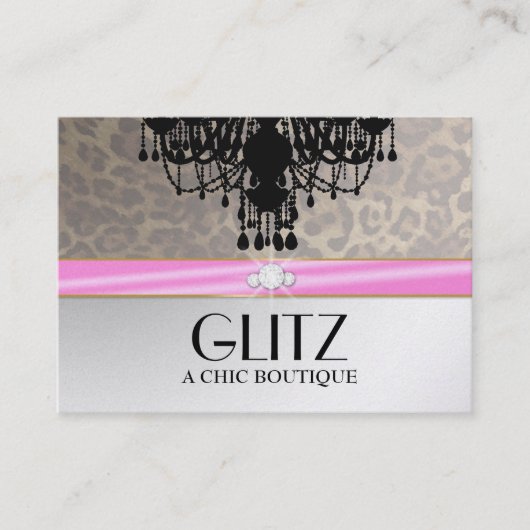 311 Glitz Boutique Leopard Diamond Pink Visitekaartje (Voorkant)