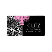 311 Glitz Boutique - Roze Kroonluchter Luipaard Etiket (Voorkant)