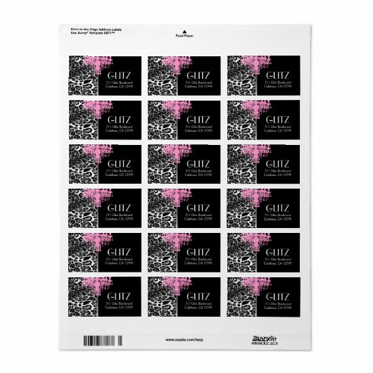 311 Glitz Boutique - Roze Kroonluchter Luipaard Etiket (Full Sheet)