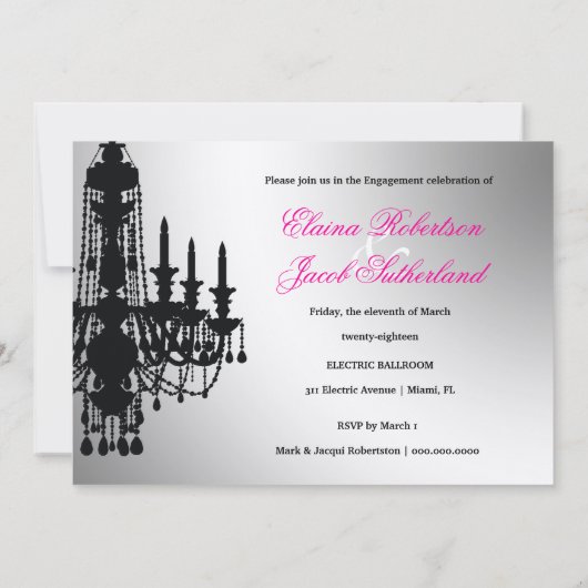 311-Glitz Chandelier - Uitnodiging tot metaalzilve (Achterkant)