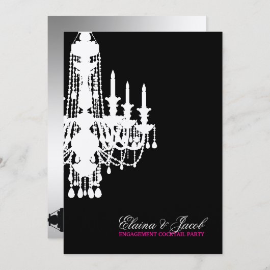 311-Glitz Chandelier - Uitnodiging tot metaalzilve (Voorkant / Achterkant)