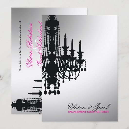 311-Glitz Chandelier - Uitnodiging tot metalen gou (Voorkant / Achterkant)