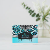 311 Glitzy Chic Boutique Leopard Turquoise Metalli Visitekaartje (Staand voorkant)