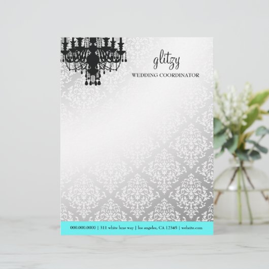 311 Glitzy Chic Boutique Turquoise Letterhead Briefhoofd Sjabloon (Staand voorkant)