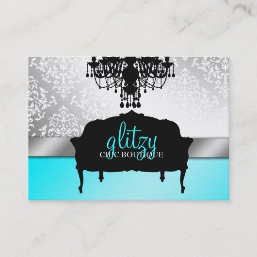 311 Glitzy Chic Boutique Turquoise Metallic Visitekaartje (Voorkant)
