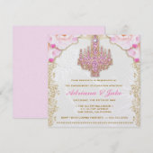 311 Glitzy Pink Chandelier Metallic Uitnodiging (Voorkant / Achterkant)