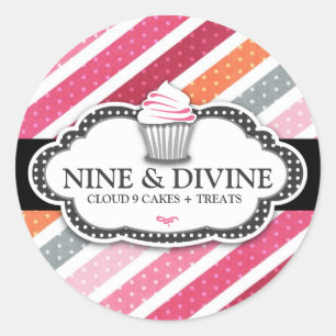 311 Goddelijke gestippelde strepen Cupcakes Ronde Sticker