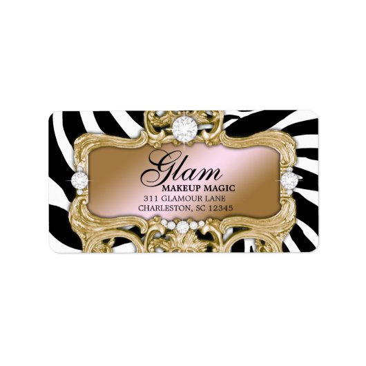 311 Gold Glam Crazy Zebra Adreslabel Etiket (Voorkant)