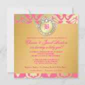 311-Golden Damask Shimmer Queen Baby shower Kaart (Achterkant)