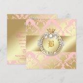 311 Golden Damask Shimmer Queen Baby shower Kaart (Voorkant / Achterkant)