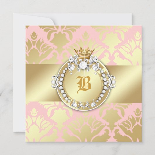 311 Golden Damask Shimmer Queen Baby shower Kaart (Voorkant)