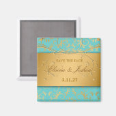 311-Golden diVine Turquoise Rapture Save the Date Magneet (Voorkant / Achterkant)