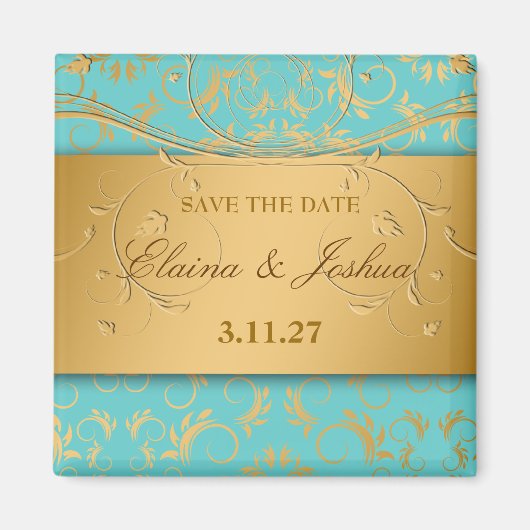 311-Golden diVine Turquoise Rapture Save the Date Magneet (Voorkant)