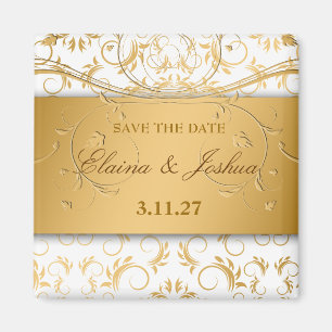 311-Golden diVine White Delight Save the Date Magneet