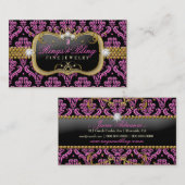 311-Golden Raspberry Bling Noir Damask Visitekaartje (Voorkant / Achterkant)