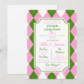 311 Golf - Vergroten Baby shower roze uitnodiging