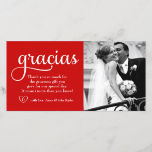 311 Gracias-fotokaart Hart Rood Bedankkaart