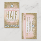 311 Haar  Glam Gold Glitter Pink Afsprakenkaartje (Voorkant / Achterkant)
