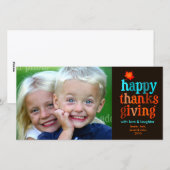 311-Happy Thanksgiving-fotokaart blauw Feestdagenkaart (Voorkant / Achterkant)