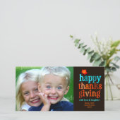 311-Happy Thanksgiving-fotokaart blauw Feestdagenkaart (Staand voorkant)
