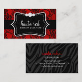 311 Haute Black Lace & Diamonds Red Back Visitekaartje (Voorkant / Achterkant)