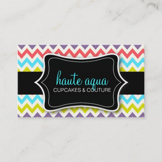 311 Haute Chevron Pattern Aqua Visitekaartje (Voorkant)